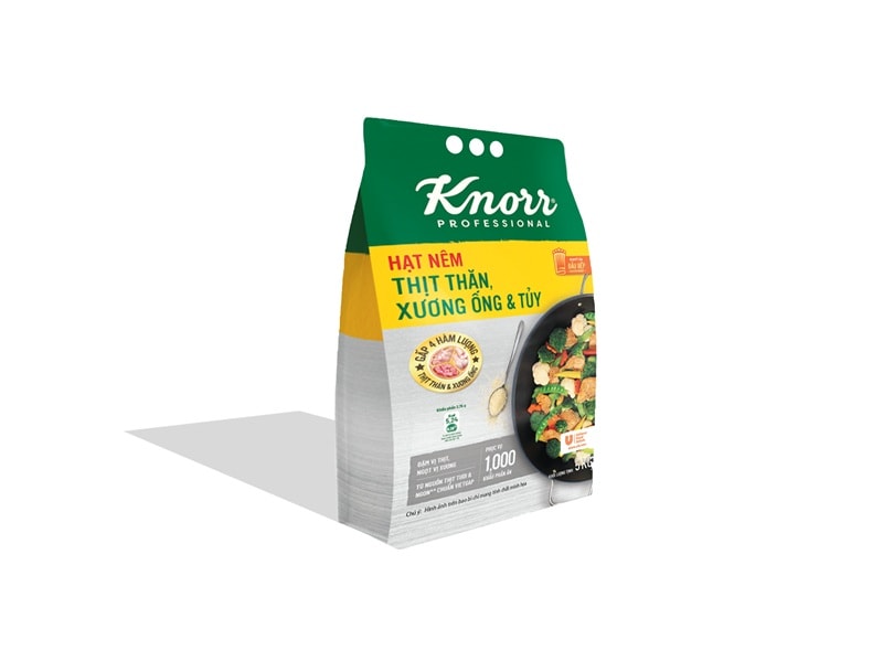 Knorr Hạt Nêm Từ Thịt 5kg - Knorr Hạt Nêm Từ Thịt được làm từ thịt thăn, xương ống và tủy giúp món ăn thơm ngon, tròn vị